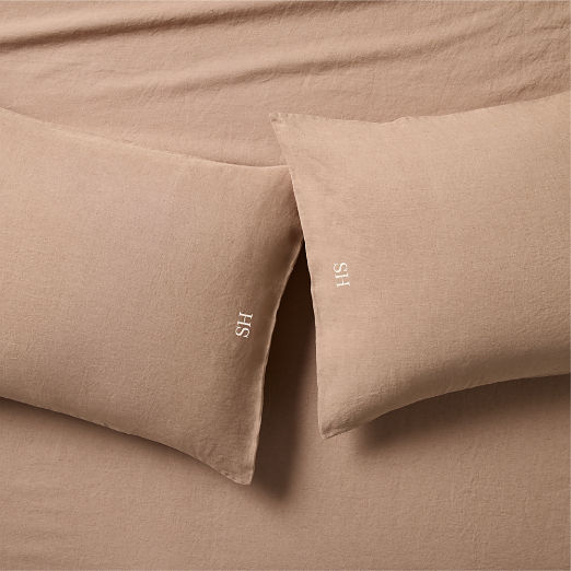 Classic EUROPEAN FLAX™-Certified Linen Tawny Brown King Pillowcases Set of 2
