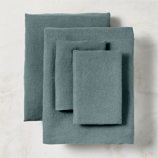 Classic EUROPEAN FLAX™-Certified Linen Faded Teal Queen Sheet Set