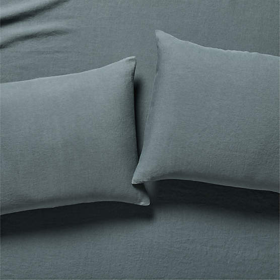 Classic EUROPEAN FLAX™-Certified Linen Faded Teal Standard Pillowcases Set of 2