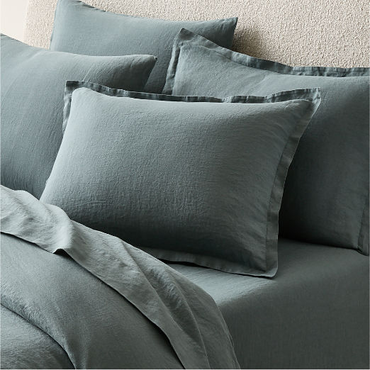Classic EUROPEAN FLAX™-Certified Linen Faded Teal Standard Pillow Shams Set of 2