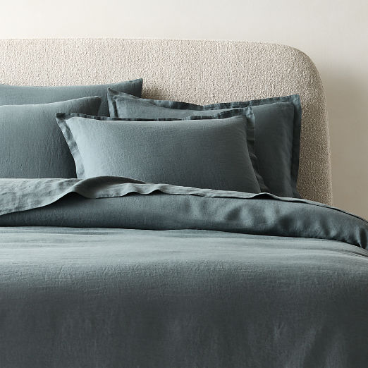 Classic European Linen Faded Teal Full/Queen Duvet Cover