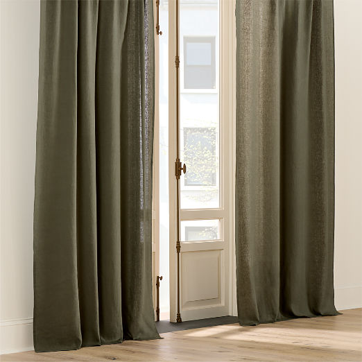 EUROPEAN FLAX™-Certified Linen Olive Green Window Curtain Panel