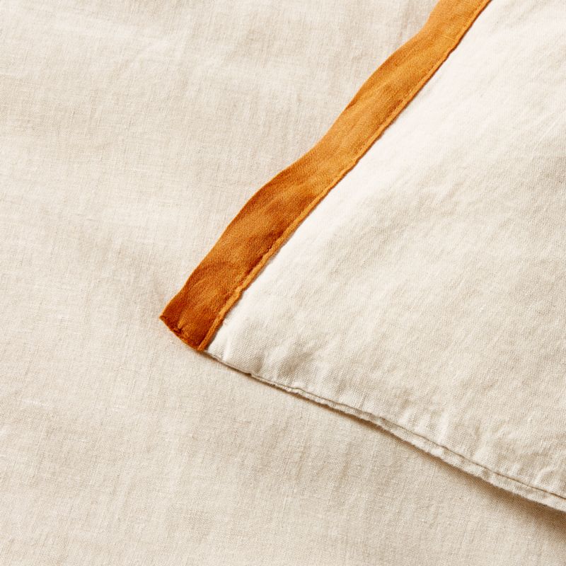 Border EUROPEAN FLAX-Certified Linen Euro Pillow Shams with Copper Border Set of 2 - image 4 of 6