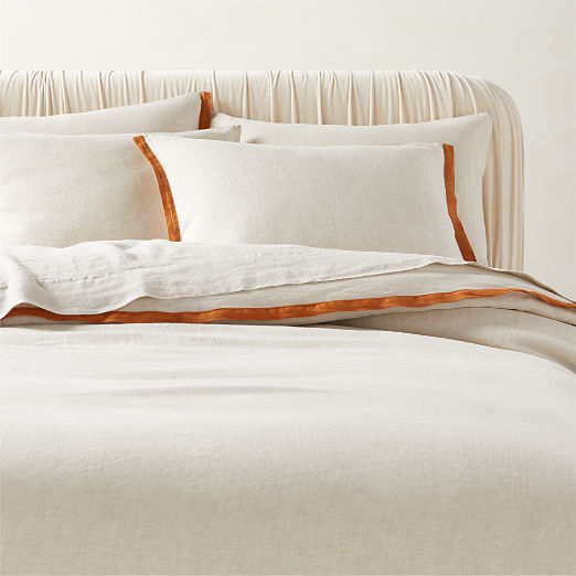 Border EUROPEAN FLAX™-Certified Linen King Duvet Cover with Copper Border