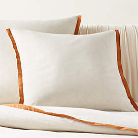 Estela Grey and White Organic Cotton Euro Pillow Shams Set of 2 +