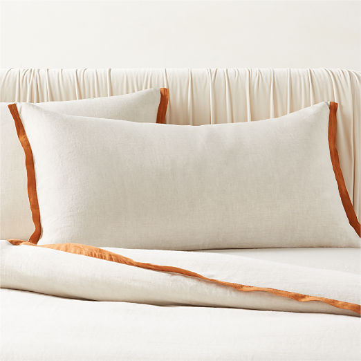 Border EUROPEAN FLAX-Certified Linen King Pillow Shams with Copper Border Set of 2