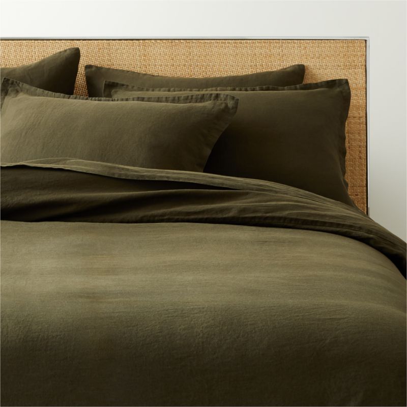 Linen-blend King/Queen Duvet Cover Set - Light green - Home All