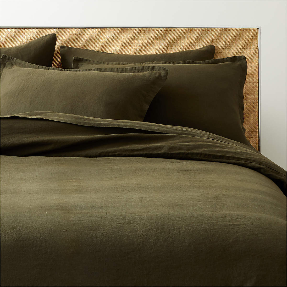 EUROPEAN FLAX-Certified Linen Forest Green King Duvet Cover + Reviews | CB2