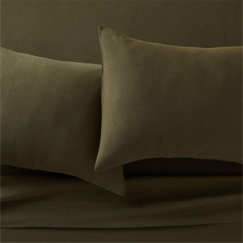 View Classic European Linen Forest Green King Sheet Set details