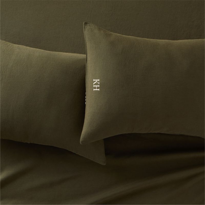 EUROPEAN FLAX-Certified Linen Forest Green King Pillowcases Set of 2 - image 1 of 5