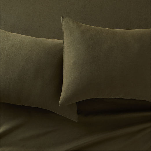 EUROPEAN FLAX-Certified Linen Forest Green King Pillowcases Set of 2