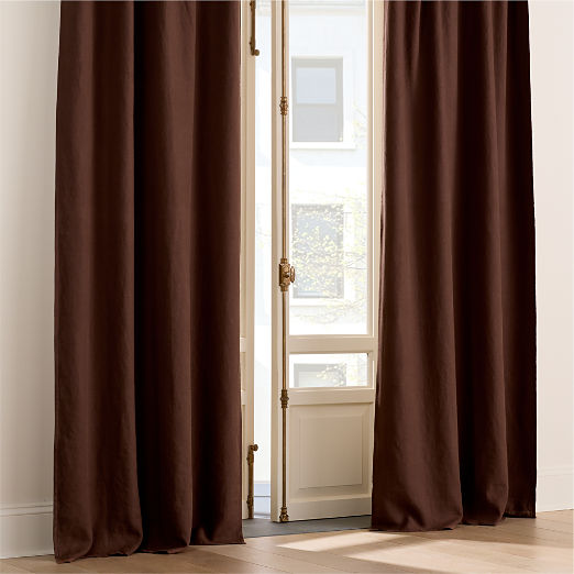 EUROPEAN FLAX™-Certified Linen Mink Brown Blackout Window Curtain Panel