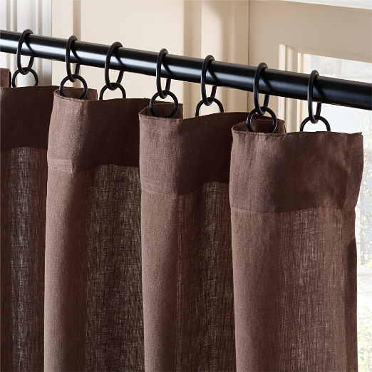 EUROPEAN FLAX™-Certified Linen Mink Brown Window Curtain Panel