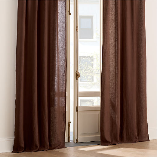 EUROPEAN FLAX™-Certified Linen Mink Brown Window Curtain Panel