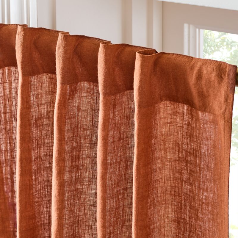 EUROPEAN FLAX™-Certified Linen Sienna Brown Window Curtain Panel 48"x84" - image 2 of 5