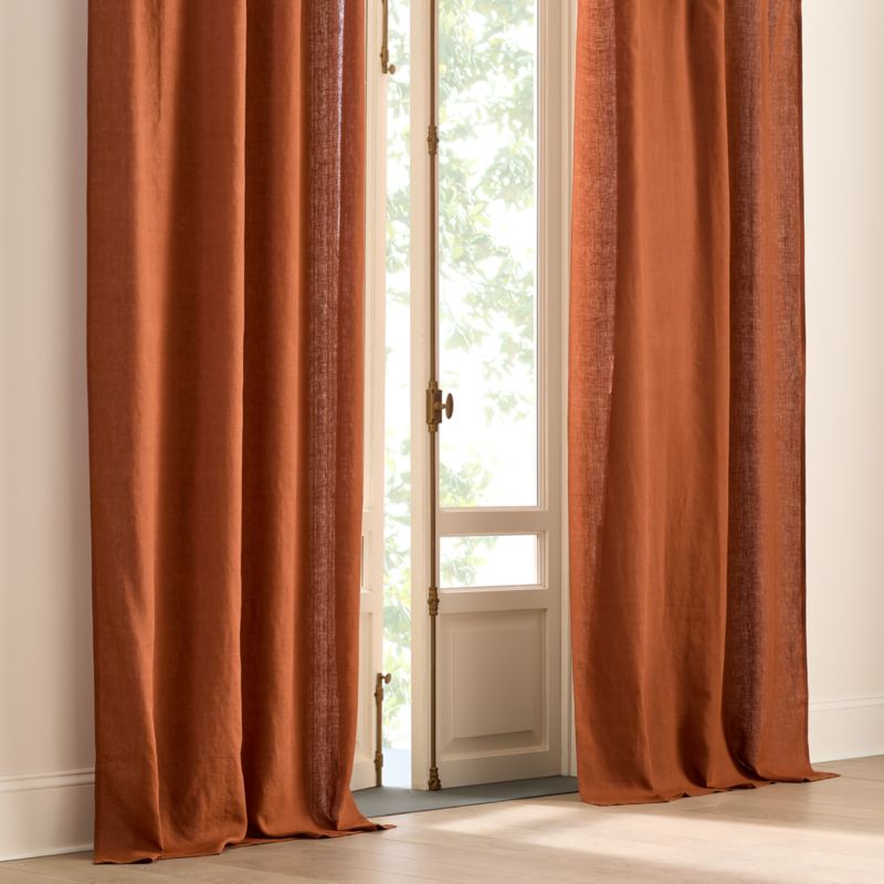 EUROPEAN FLAX™-Certified Linen Sienna Brown Window Curtain Panel 48"x84" - image 0 of 5