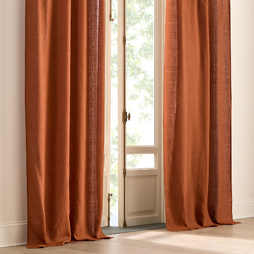 EUROPEAN FLAX™-Certified Linen Sienna Brown Window Curtain Panel 48"x120"