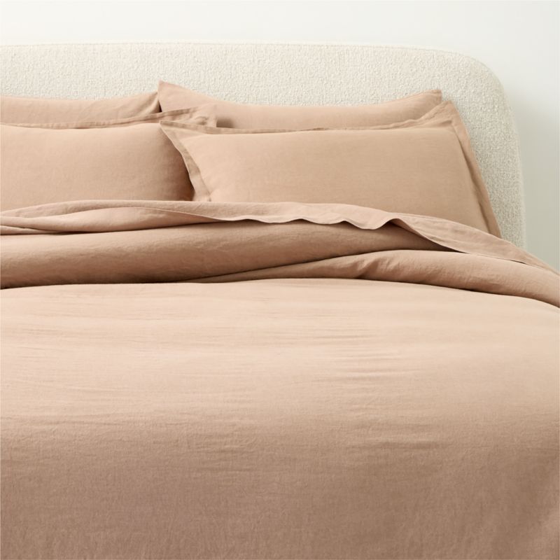 Viewing product image EUROPEAN FLAX™-Certified Linen Tawny Brown Full/Queen Duvet Cover - image 1 of 5