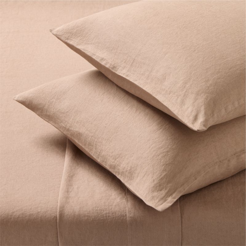 Viewing product image EUROPEAN FLAX™-Certified Linen Tawny Brown Queen Sheet Set - image 1 of 5