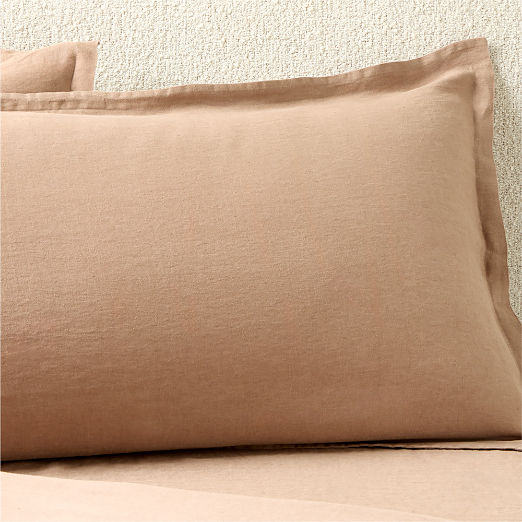 Classic European Linen Tawny Brown Pillow Shams Set of 2