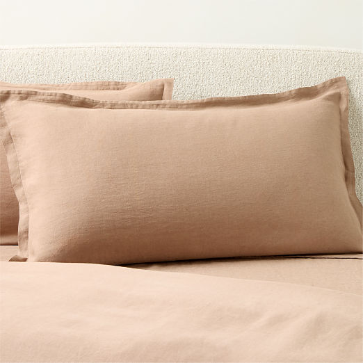 Classic European Linen Tawny Brown King Pillow Shams Set of 2