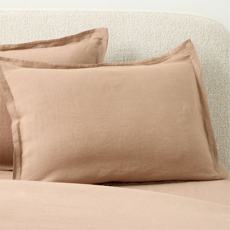 Viewing product image EUROPEAN FLAX™-Certified Linen Tawny Brown Standard Pillow Shams Set of 2 - image 1 of 6