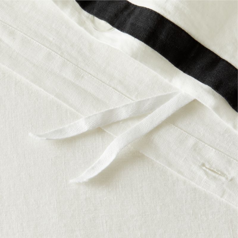 Border EUROPEAN FLAX™-Certified Linen White and Black Full/Queen Duvet Cover - image 2 of 6