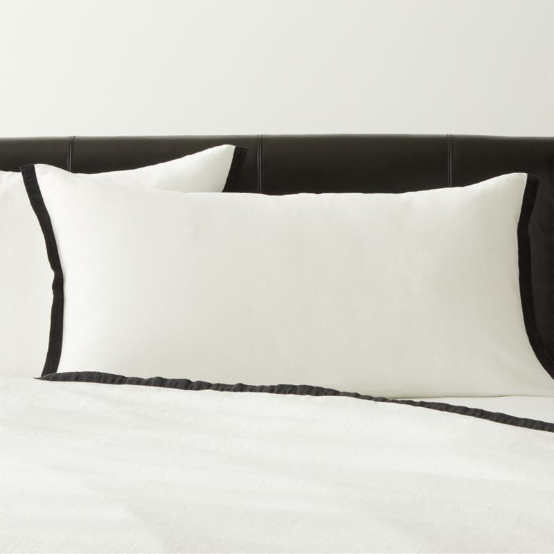 Border EUROPEAN FLAX-Certified Linen White and Black King Pillow Shams Set of 2 - image 0 of 7