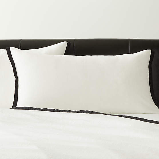 Border EUROPEAN FLAX-Certified Linen White and Black King Pillow Shams Set of 2