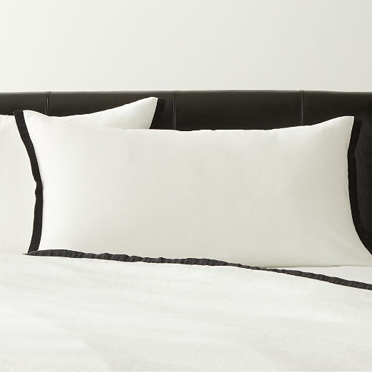 Border EUROPEAN FLAX-Certified Linen White and Black King Pillow Shams Set of 2