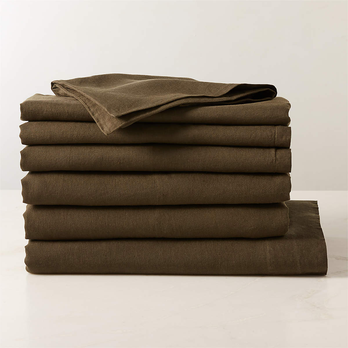 EUROPEAN FLAX-Certified Linen Forest Green King Bedding Set | CB2 Canada