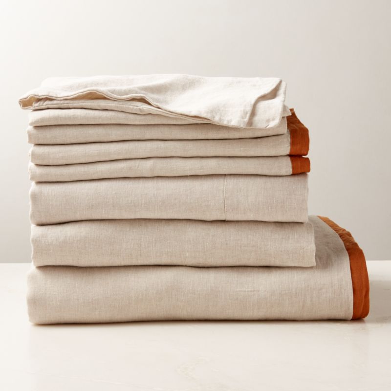 View EUROPEAN FLAX™-Certified Linen Flax with Copper Border King Bedding Set details
