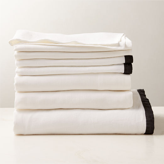 EUROPEAN FLAX ® Linen White with Black Border Bedding Set