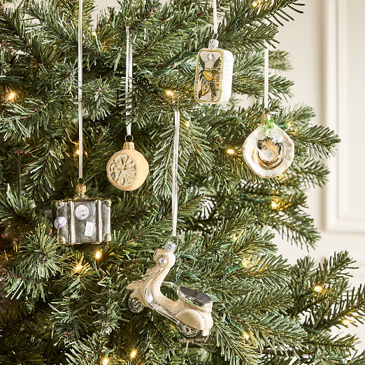 European Hand Painted Travel Christmas Tree Ornament Set of 5