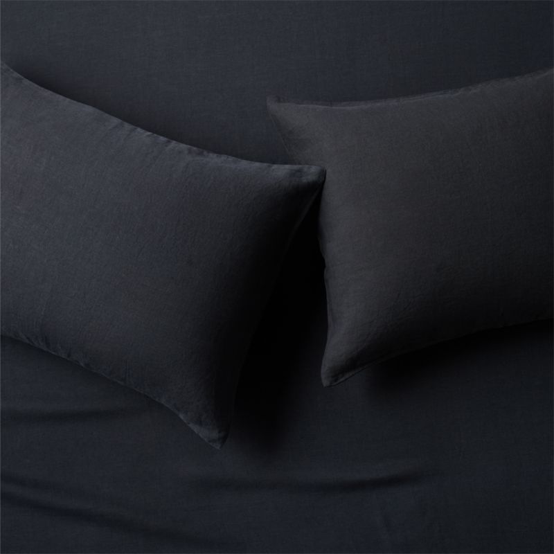 Viewing product image EUROPEAN FLAX-Certified Linen Black Standard Pillowcases Set of 2 - image 1 of 4