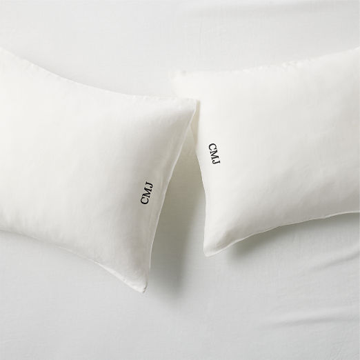Classic European Linen White Pillowcases Set of 2