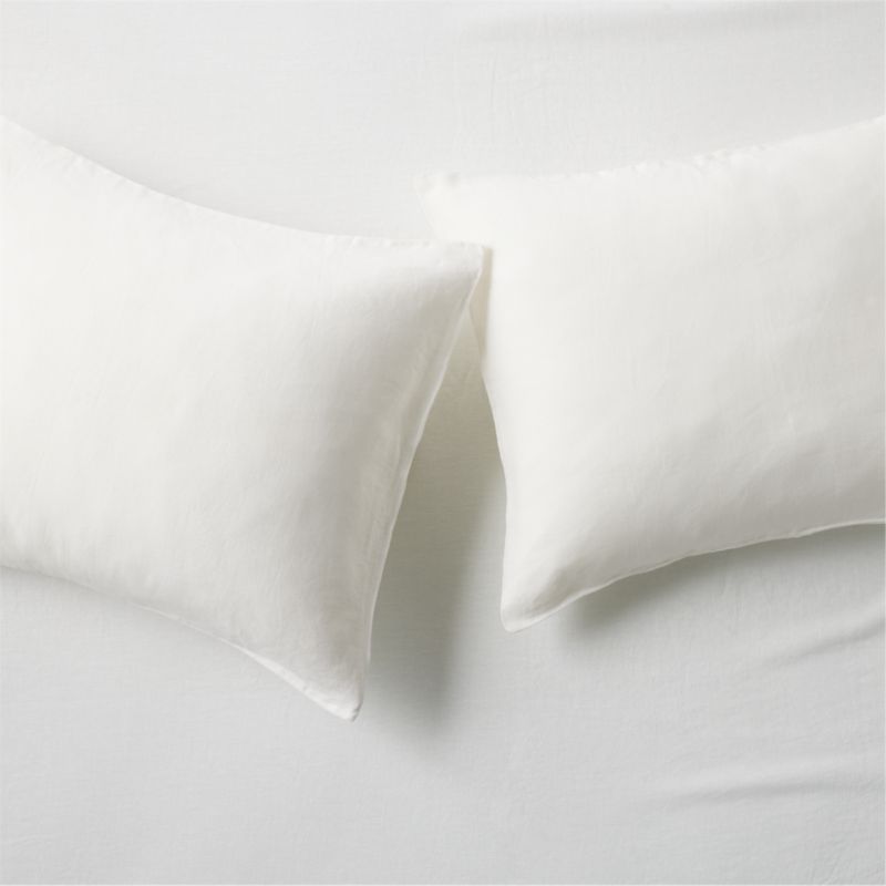 View Classic EUROPEAN FLAX™-Certified Linen White King Pillowcases Set of 2 details