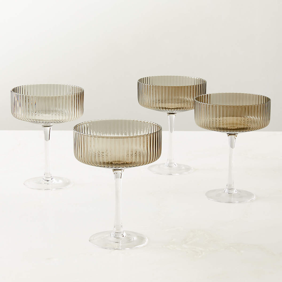 Eve Smoke Coupe Cocktail Glasses Set of 4 + Reviews | CB2