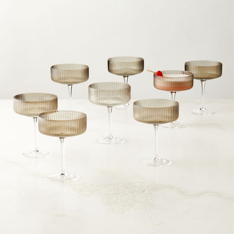 Eve Smoked Coupe Glasses Set of 8 - image 0 of 4