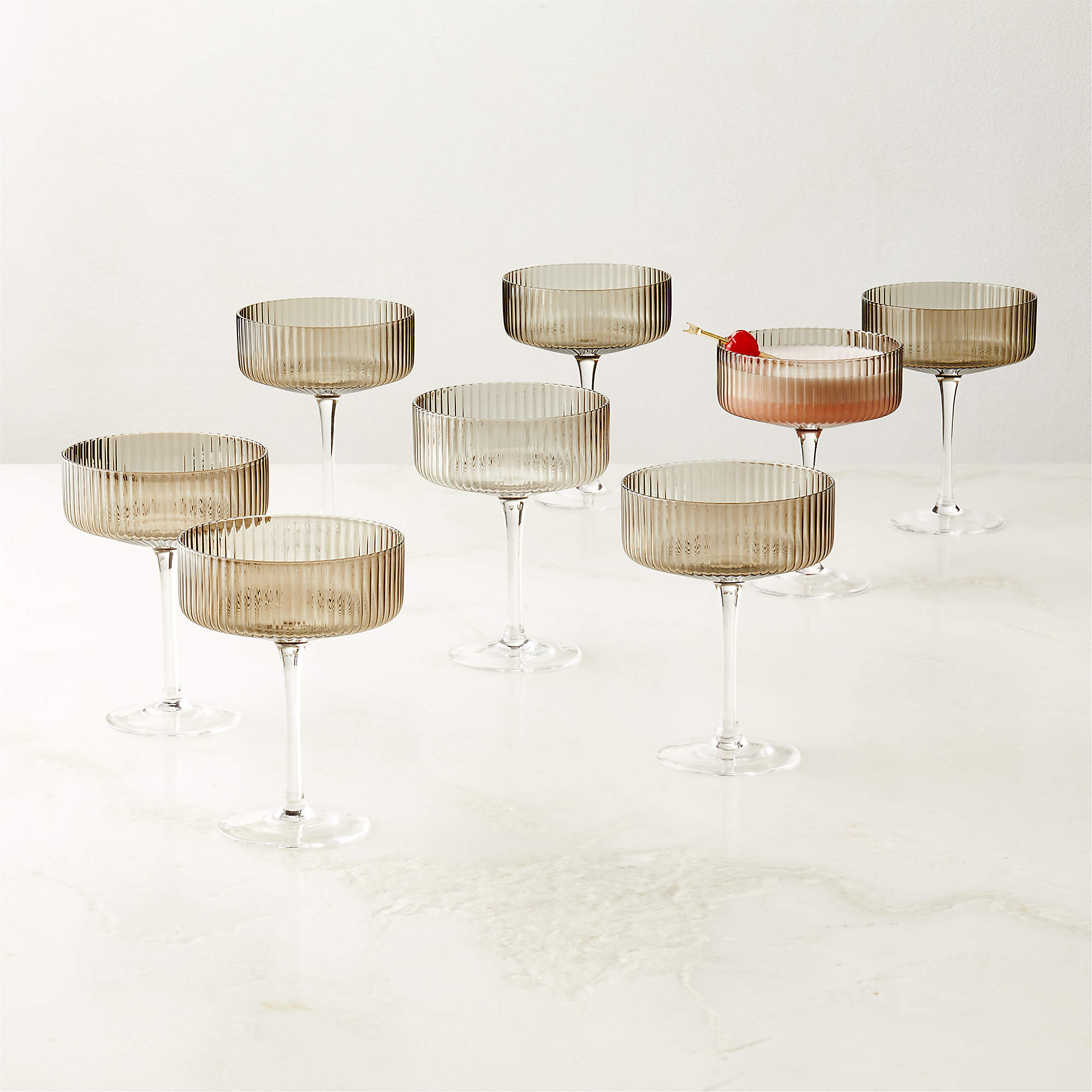 Eve Smoke Coupe Cocktail Glasses Set of 8