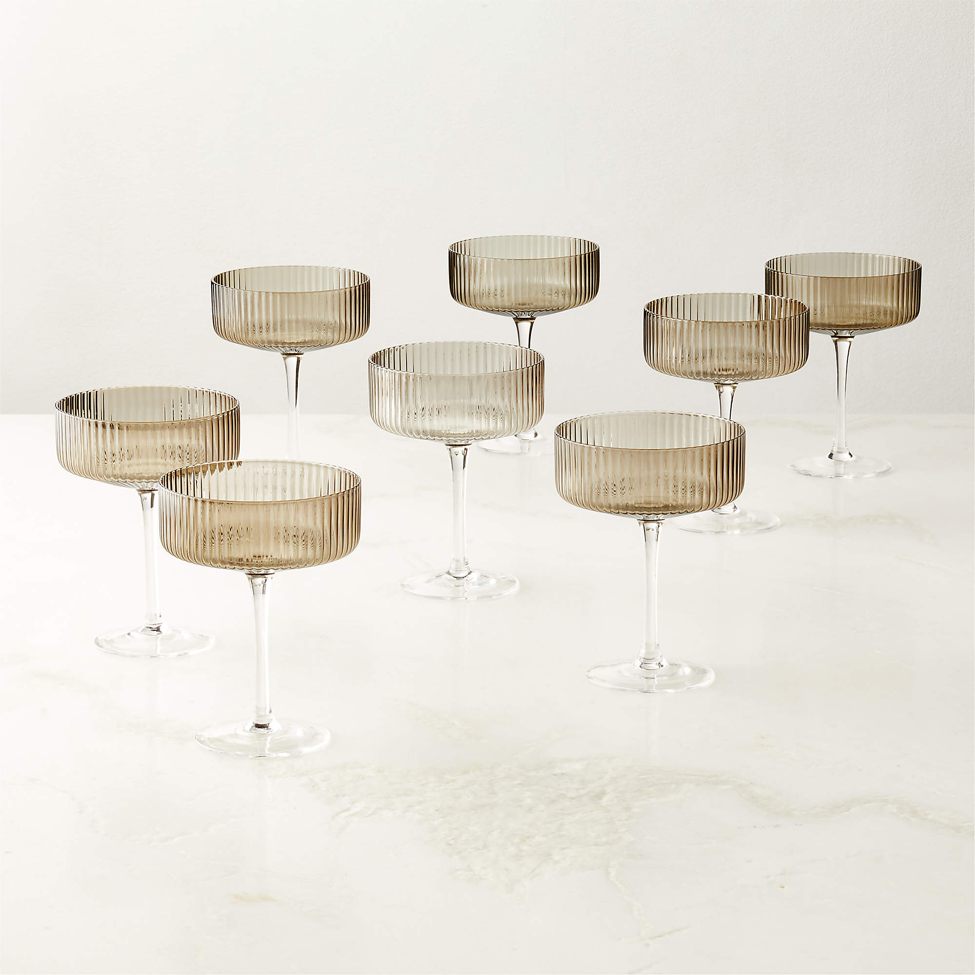 Eve Smoke Coupe Cocktail Glasses Set of 8 + Reviews CB2