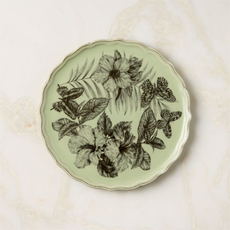 View Everly Green and Black Patterned Appetizer Plate details