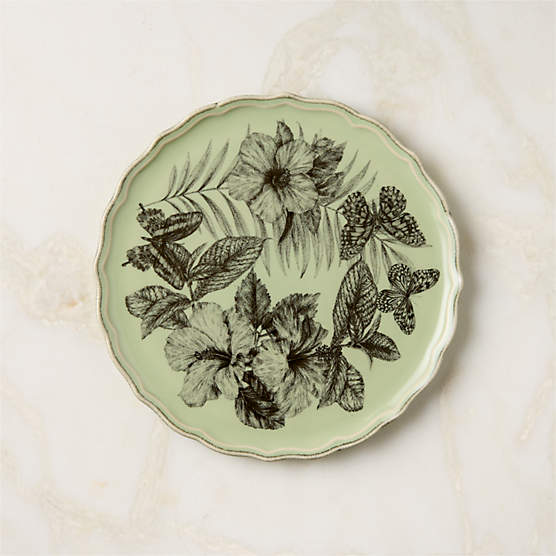 Everly Green and Black Patterned Appetizer Plate