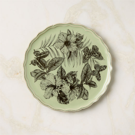 Everly Green and Black Patterned Appetizer Plate