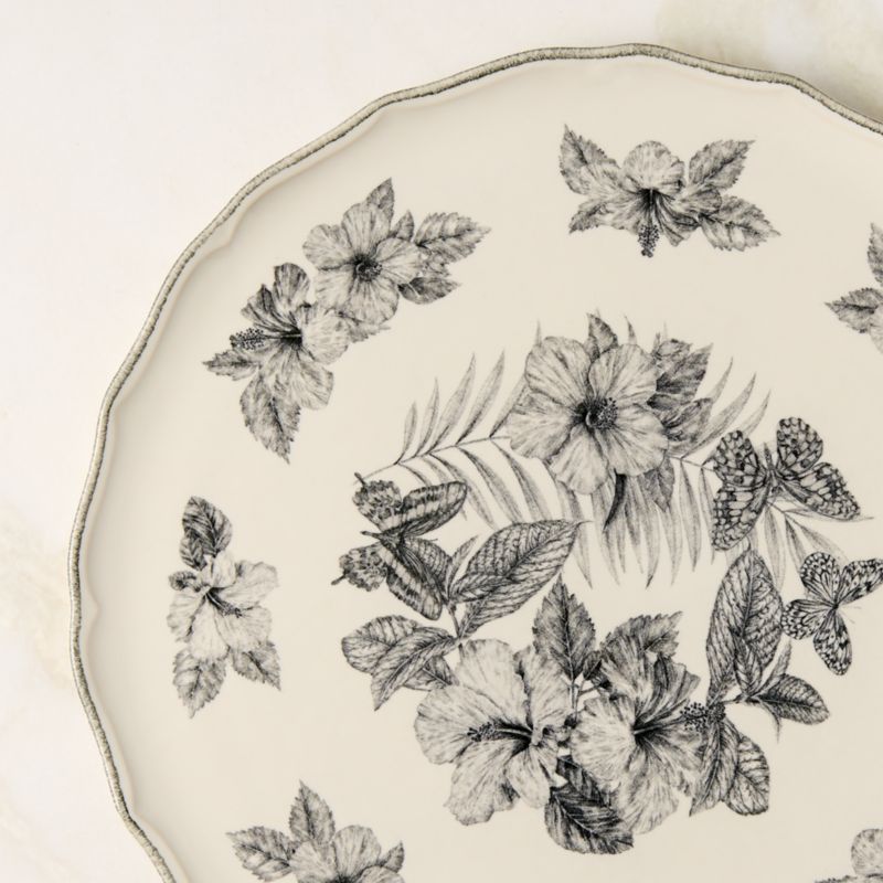 Everly Round White and Black Patterned Serving Platter