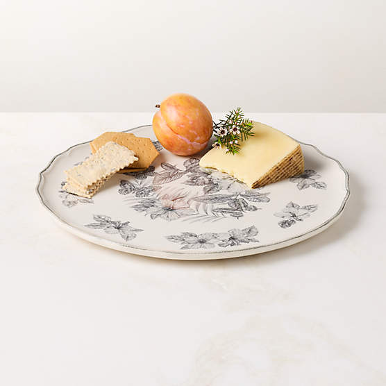 Everly Round White and Black Patterned Serving Platter