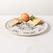Everly Round White and Black Patterned Serving Platter | CB2