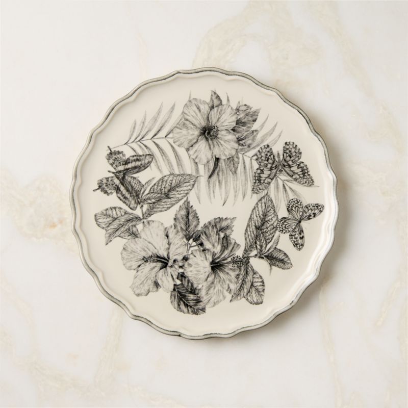 View Everly White and Black Patterned Appetizer Plate details