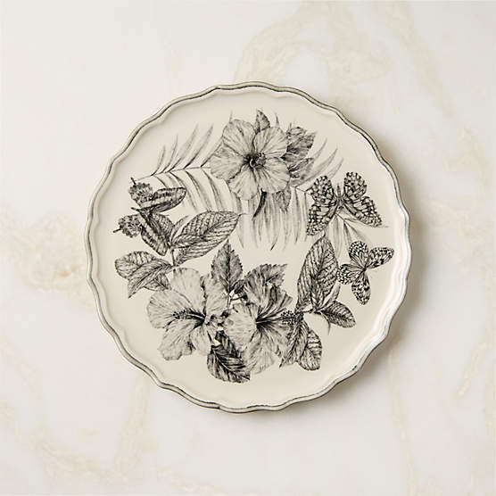 Everly White and Black Patterned Appetizer Plate