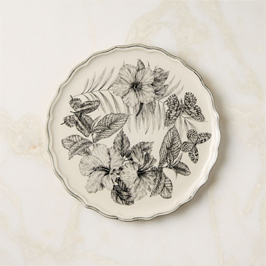 Everly White and Black Patterned Appetizer Plate